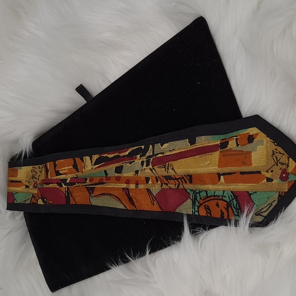 Vitaliano Pancaldi Half Animal Print Half Abstract Silk Tie App 58 3/4" Long - Picture 1 of 6